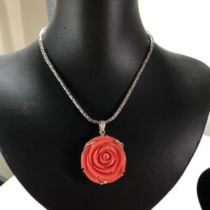 Peach Coral Rose Pendant — NWOT
